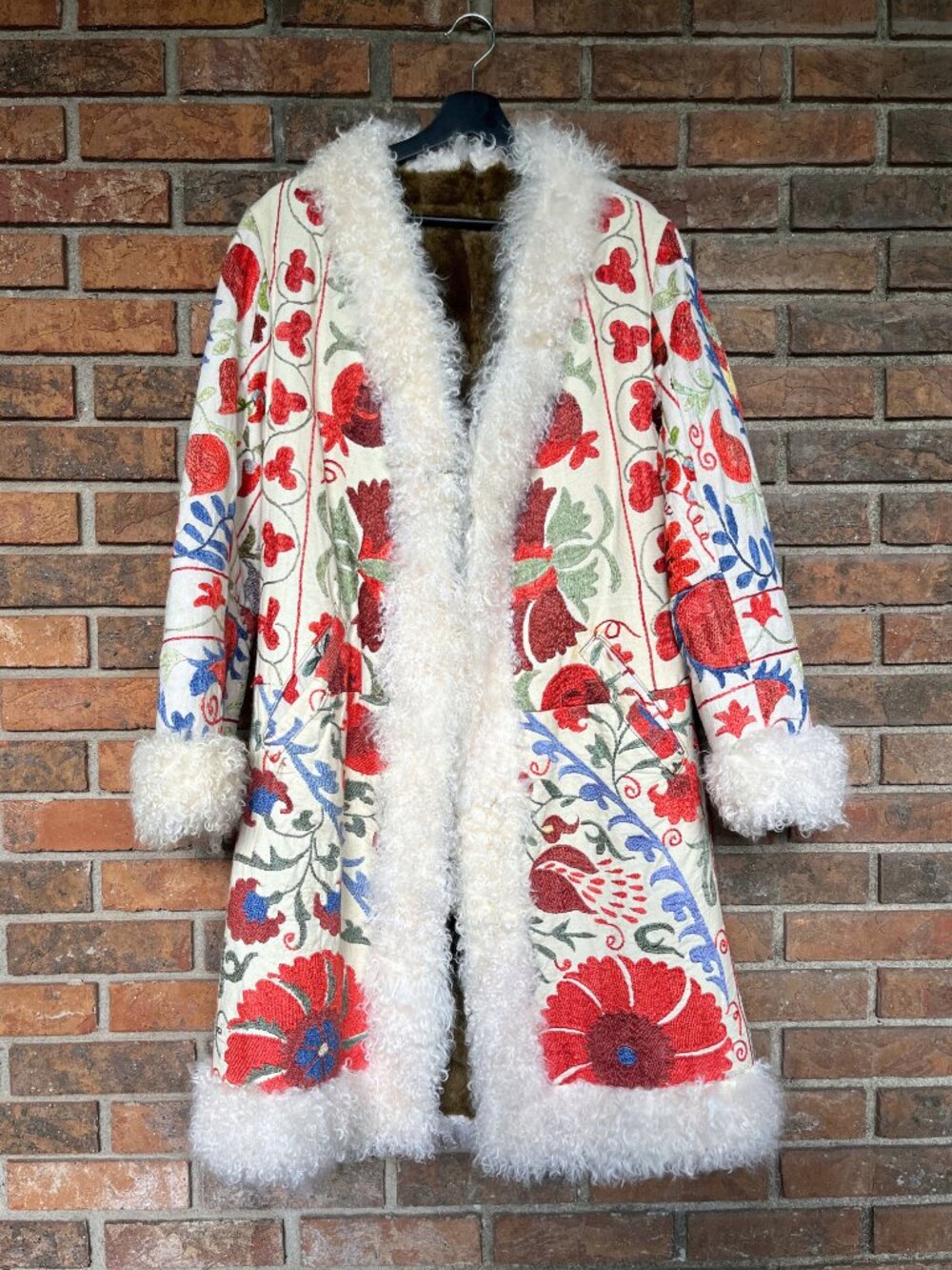 ZAZI Vintage Suzani Shearling Coat S/M